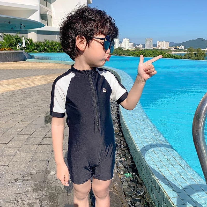 Boys' Beach Vacation Swimwear Kidsren'S Swimsuit Baby Boy Short-Sleeved One-Piece Swimsuit - Image 2
